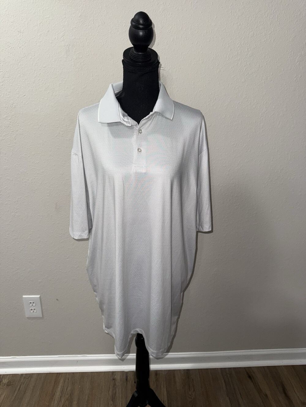 Hickey Freeman Golf Polo Shirt Men XXL Gray Geometric Performance Stretch